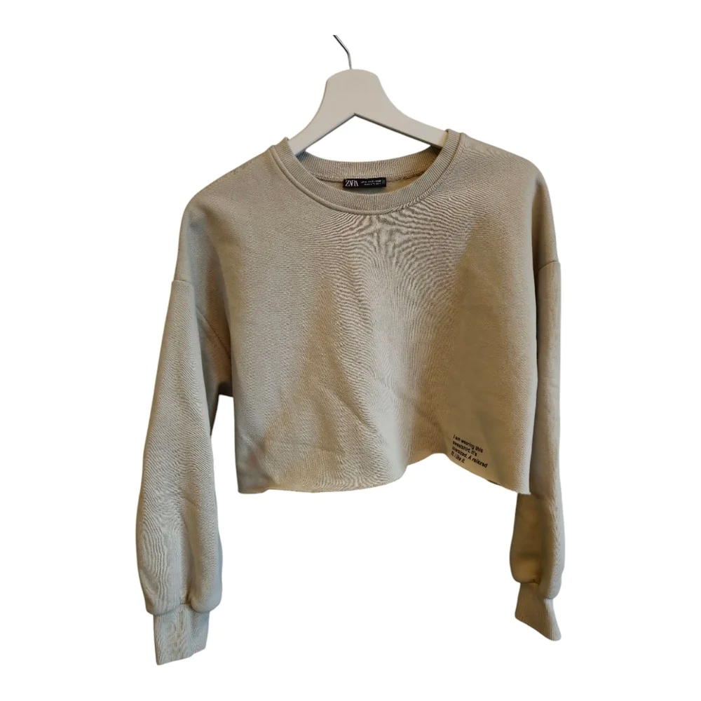 ZARA Cropped Sweatshirt - Beige - Picture 3 of 6